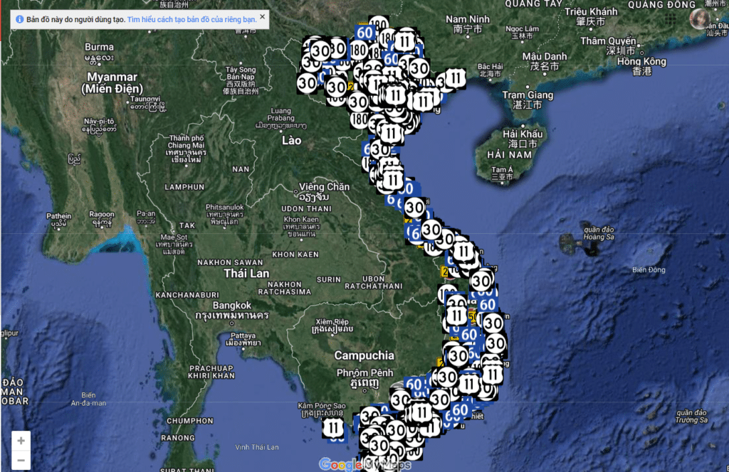 Bản đồ trạm sạc Vinfast